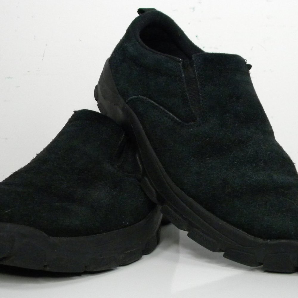 Lands End Black Suede Leather Slip On Shoes Size 8